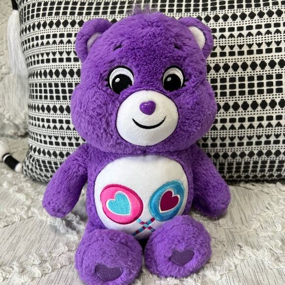 Care Bears Share Bear Stuffed Animal Plush 14 inch Purple - Picture 1 of 3